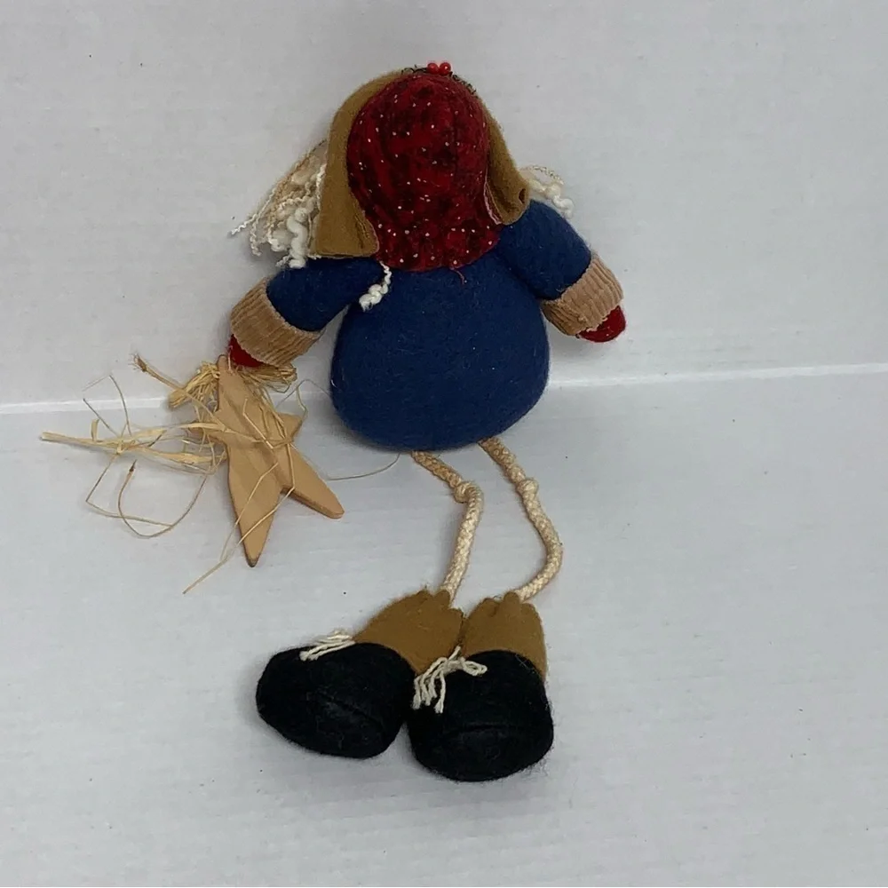 Lot of 5 Country Plush Decorations Ornaments Santa Snowman Reindeer Girl NEW